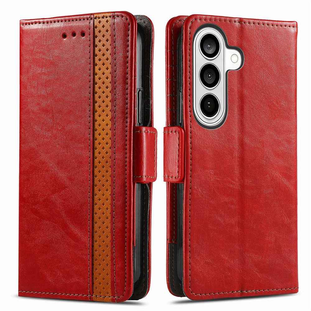 CASENEO For Samsung Galaxy A57 5G Phone Cases PU Leather Cover Stand with RFID Blocking Wallet - Red