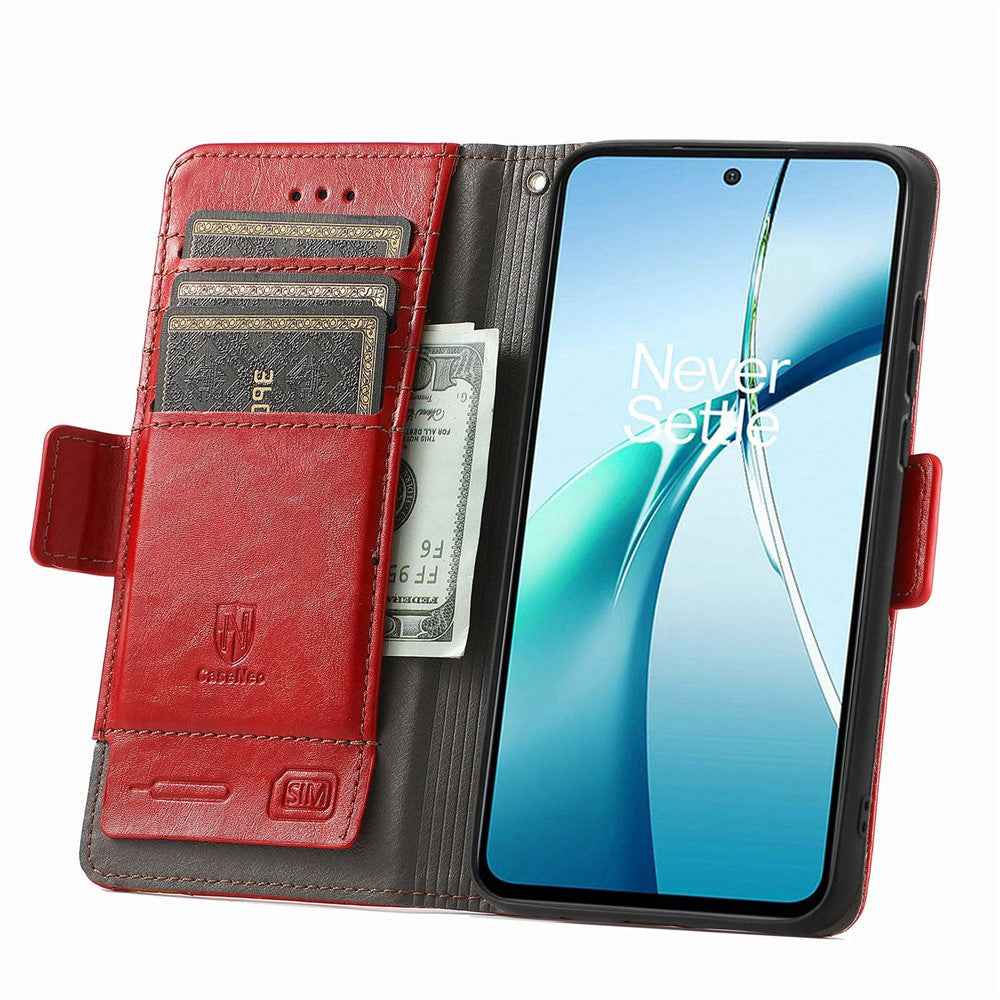 CASENEO For Samsung Galaxy A57 5G Phone Cases PU Leather Cover Stand with RFID Blocking Wallet - Red