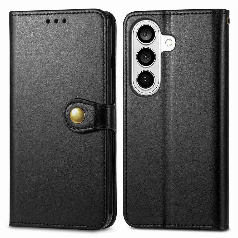 For Samsung Galaxy A57 5G Case Wallet Stand Leather Phone Cover with Wrist Strap - Black