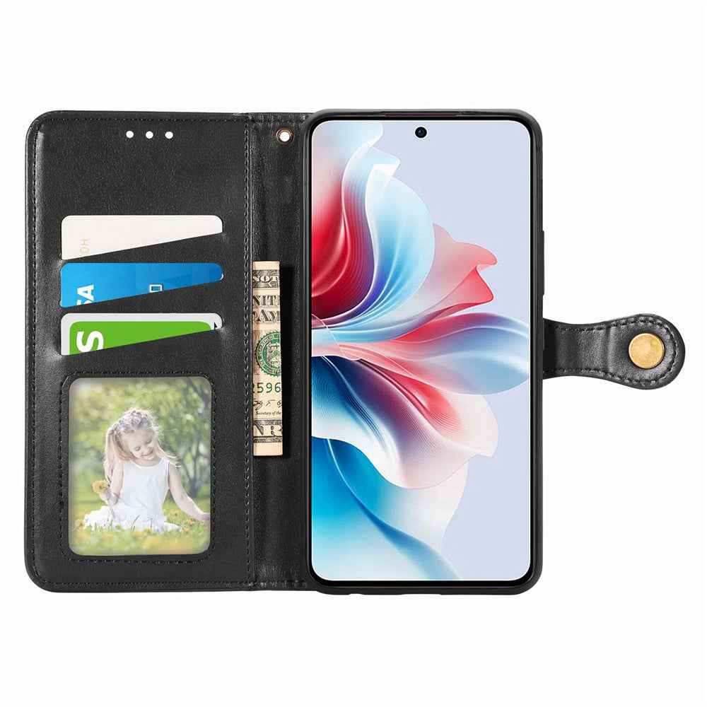 For Samsung Galaxy A57 5G Case Wallet Stand Leather Phone Cover with Wrist Strap - Black