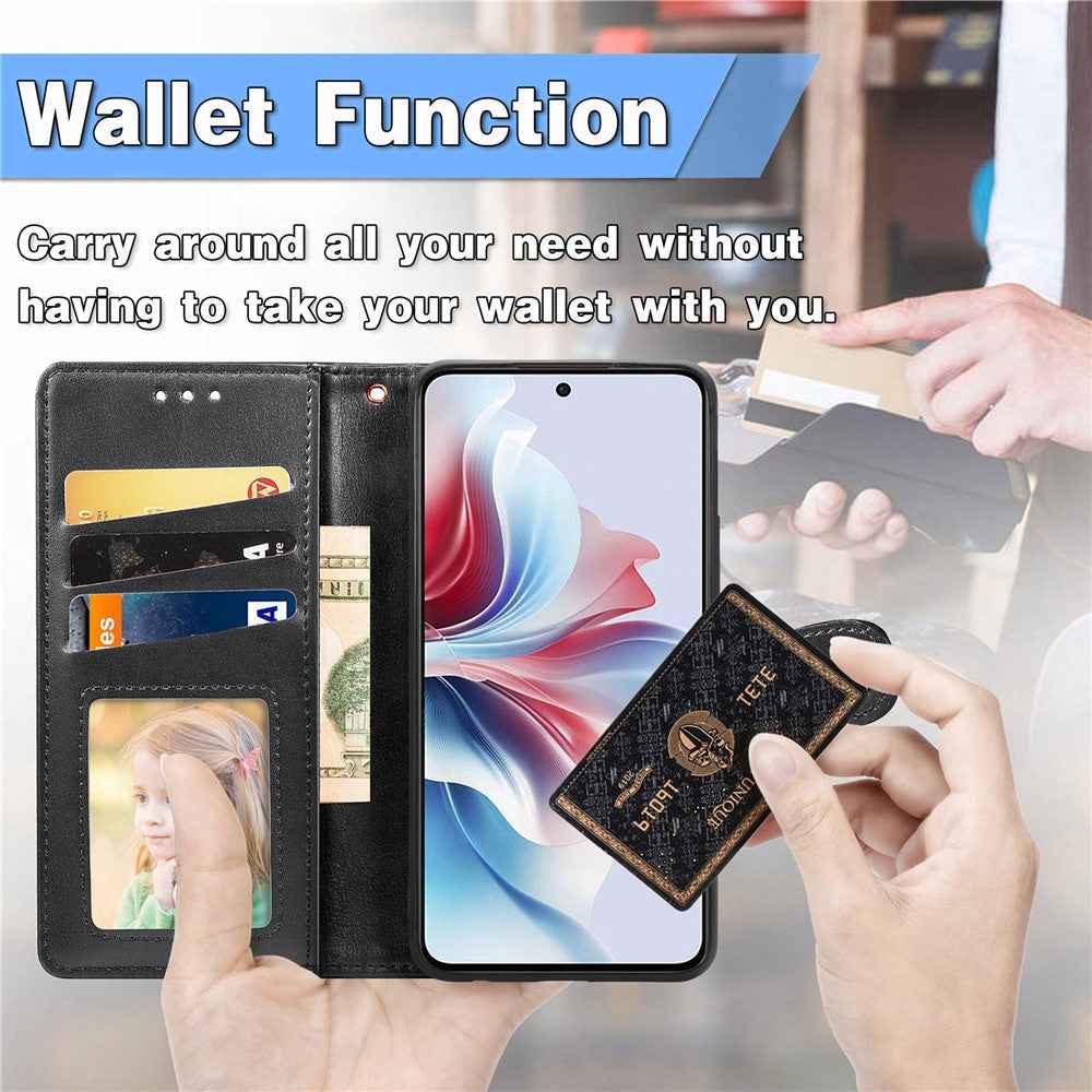 For Samsung Galaxy A57 5G Case Wallet Stand Leather Phone Cover with Wrist Strap - Black