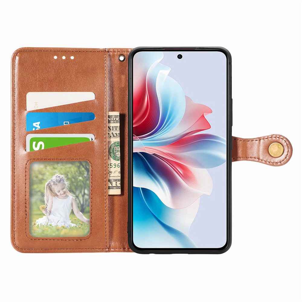 For Samsung Galaxy A57 5G Case Wallet Stand Leather Phone Cover with Wrist Strap - Brown