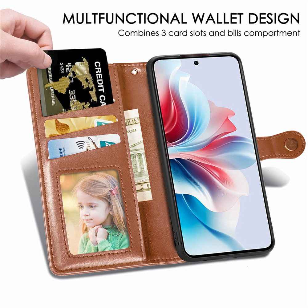 For Samsung Galaxy A57 5G Case Wallet Stand Leather Phone Cover with Wrist Strap - Brown