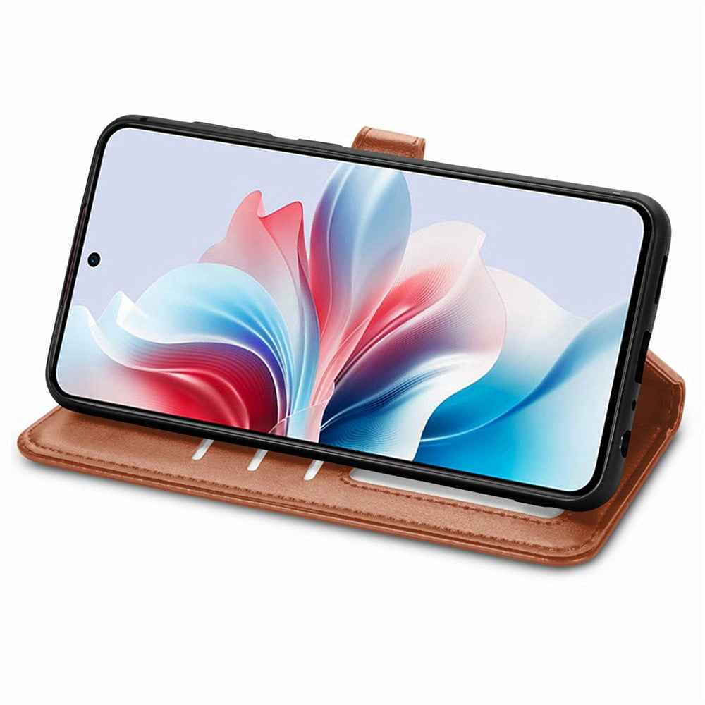 For Samsung Galaxy A57 5G Case Wallet Stand Leather Phone Cover with Wrist Strap - Brown