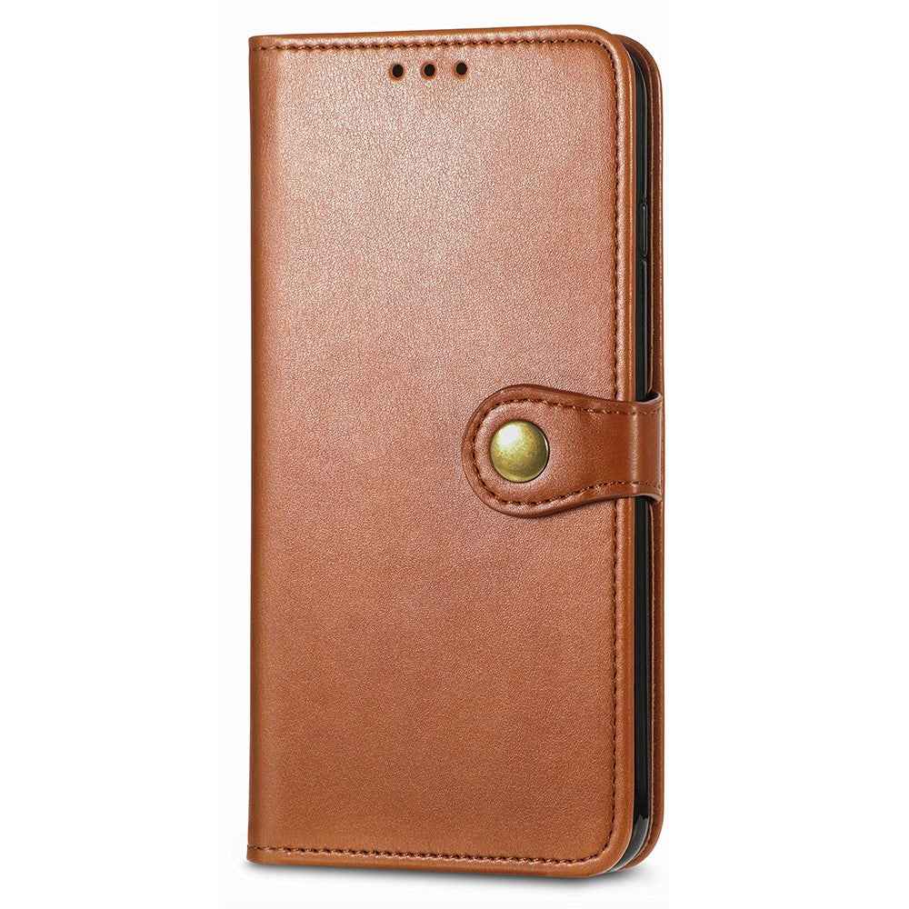 For Samsung Galaxy A57 5G Case Wallet Stand Leather Phone Cover with Wrist Strap - Brown
