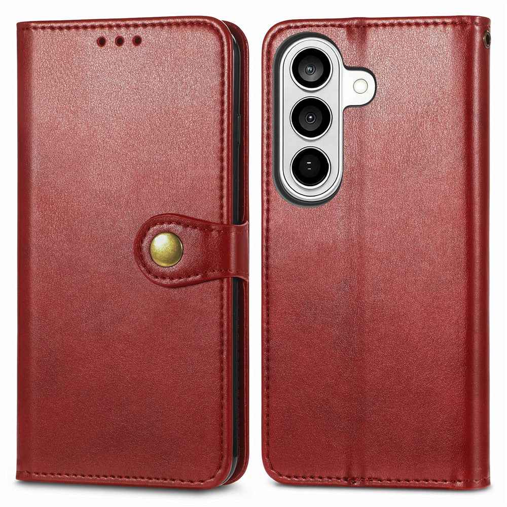 For Samsung Galaxy A57 5G Case Wallet Stand Leather Phone Cover with Wrist Strap - Red