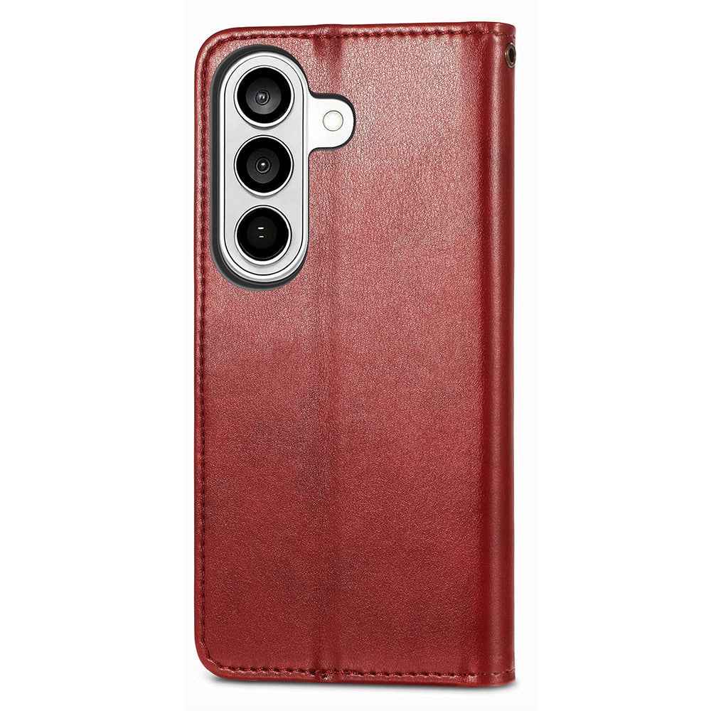 For Samsung Galaxy A57 5G Case Wallet Stand Leather Phone Cover with Wrist Strap - Red