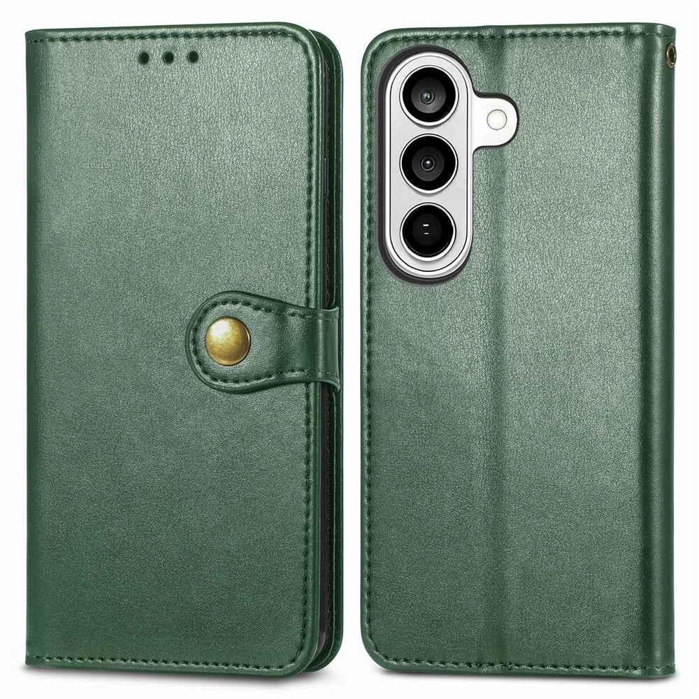 For Samsung Galaxy A57 5G Case Wallet Stand Leather Phone Cover with Wrist Strap - Green