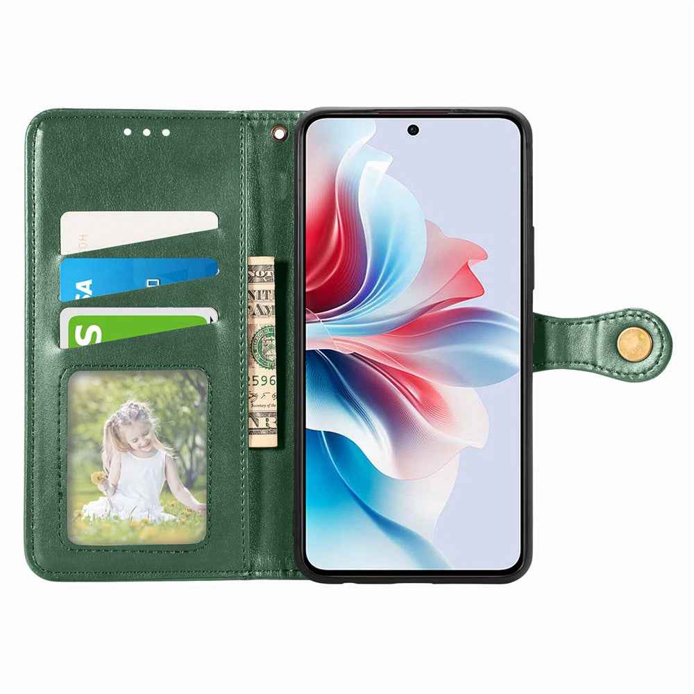 For Samsung Galaxy A57 5G Case Wallet Stand Leather Phone Cover with Wrist Strap - Green