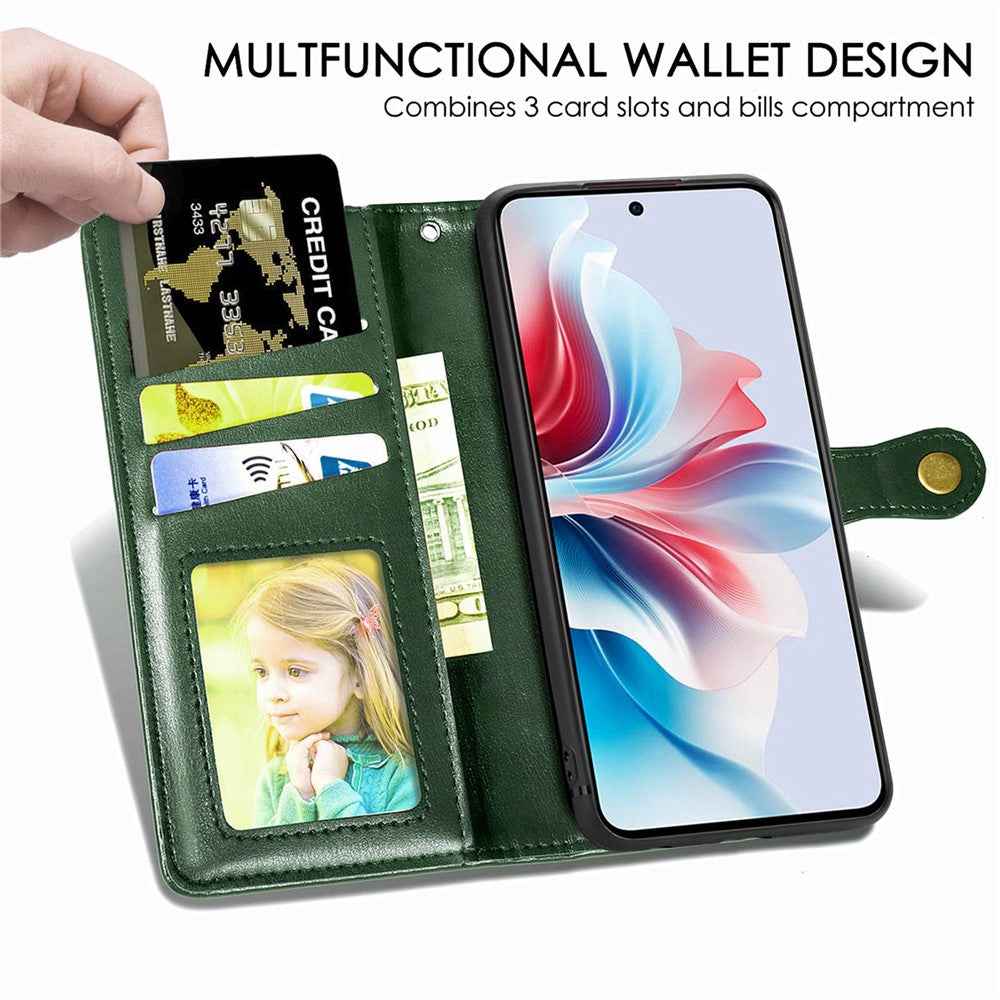 For Samsung Galaxy A57 5G Case Wallet Stand Leather Phone Cover with Wrist Strap - Green