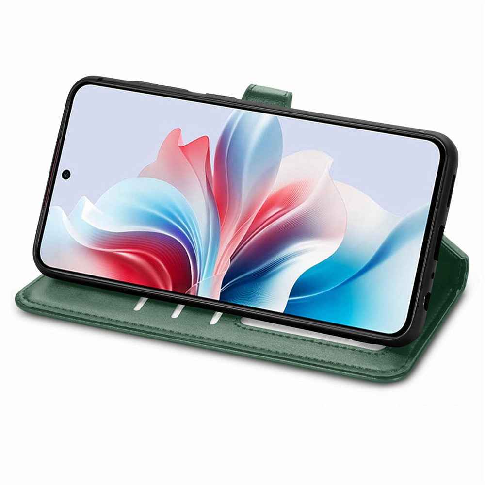 For Samsung Galaxy A57 5G Case Wallet Stand Leather Phone Cover with Wrist Strap - Green