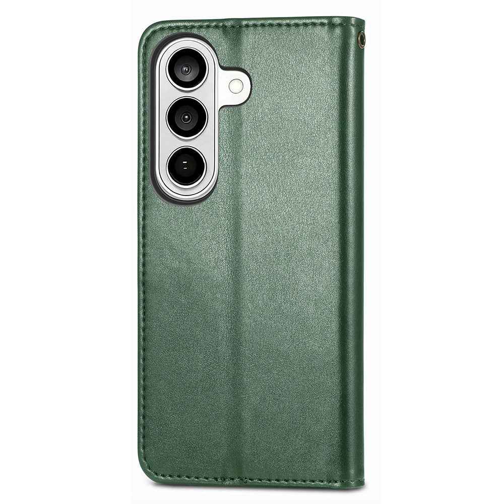 For Samsung Galaxy A57 5G Case Wallet Stand Leather Phone Cover with Wrist Strap - Green