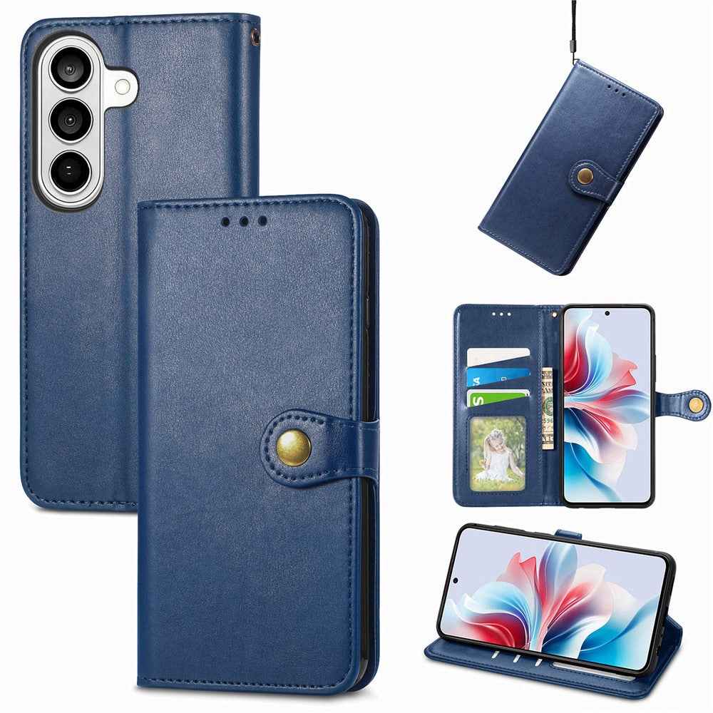 For Samsung Galaxy A57 5G Case Wallet Stand Leather Phone Cover with Wrist Strap - Blue