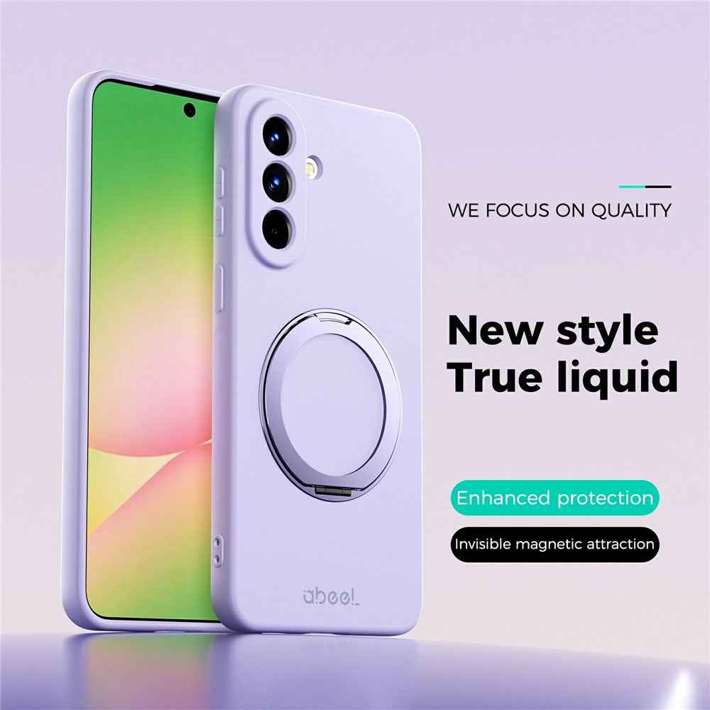 ABEEL For Samsung Galaxy A57 5G Magnetic Case Kickstand Skin Touch Liquid Silicone Phone Cover - Purple