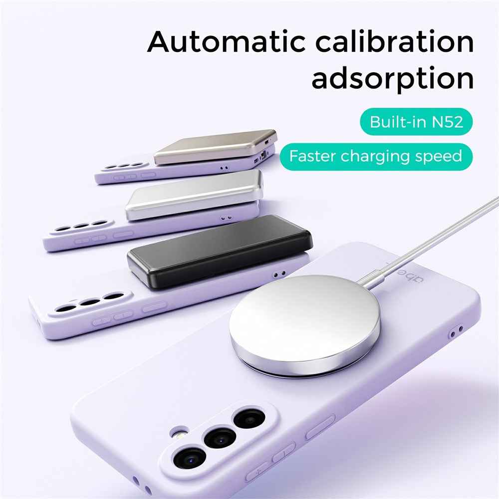 ABEEL For Samsung Galaxy A57 5G Magnetic Case Kickstand Skin Touch Liquid Silicone Phone Cover - Purple