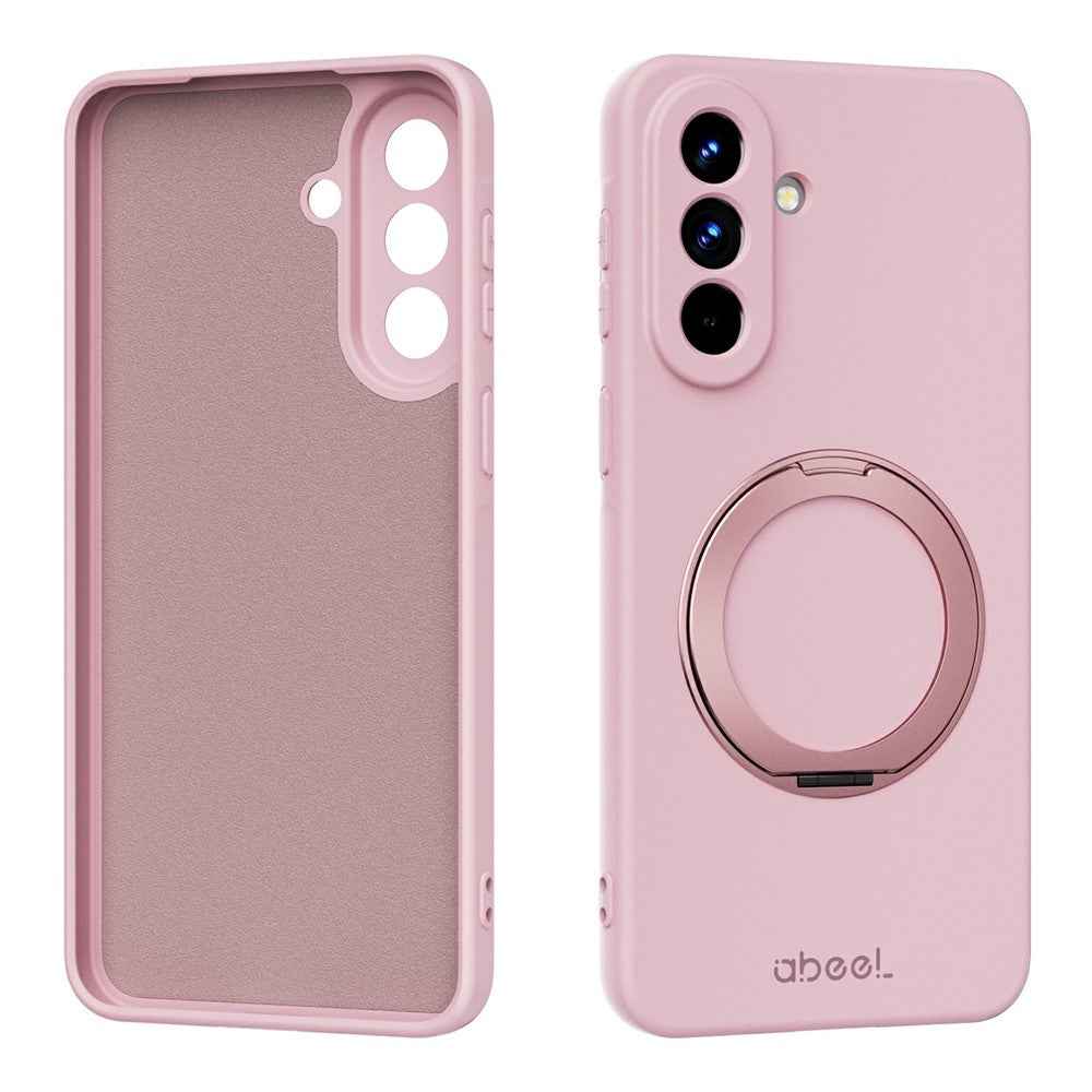 ABEEL For Samsung Galaxy A57 5G Magnetic Case Kickstand Skin Touch Liquid Silicone Phone Cover - Pink