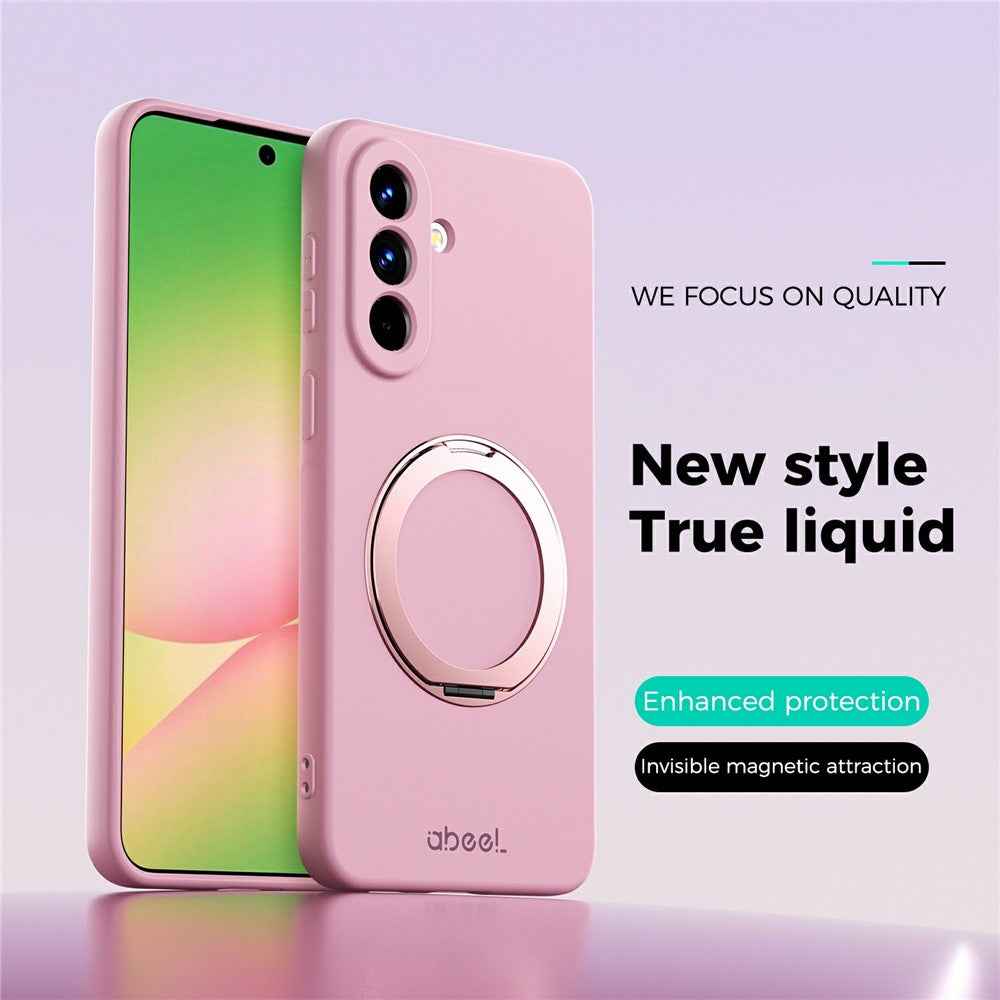 ABEEL For Samsung Galaxy A57 5G Magnetic Case Kickstand Skin Touch Liquid Silicone Phone Cover - Pink