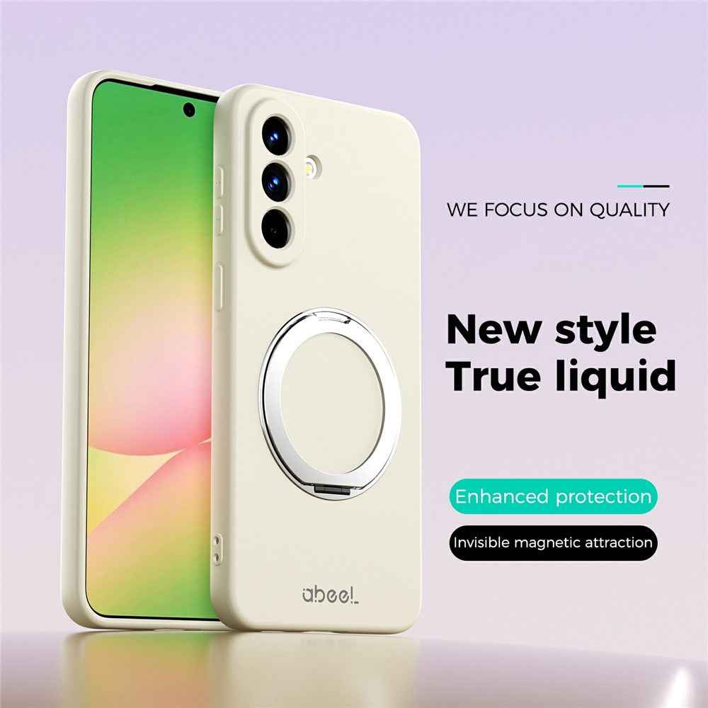 ABEEL For Samsung Galaxy A57 5G Magnetic Case Kickstand Skin Touch Liquid Silicone Phone Cover - Beige