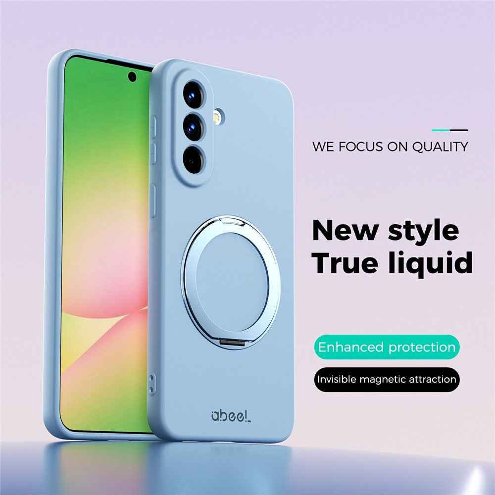 ABEEL For Samsung Galaxy A57 5G Magnetic Case Kickstand Skin Touch Liquid Silicone Phone Cover - Sky Blue