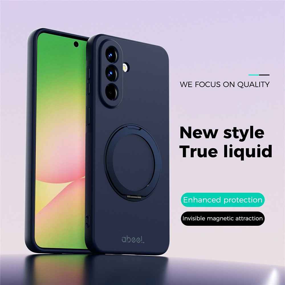 ABEEL For Samsung Galaxy A57 5G Magnetic Case Kickstand Skin Touch Liquid Silicone Phone Cover - Dark Blue