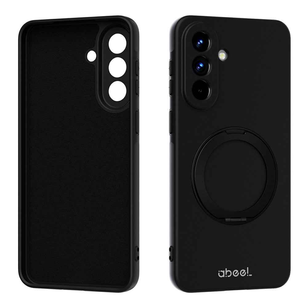ABEEL For Samsung Galaxy A57 5G Magnetic Case Kickstand Skin Touch Liquid Silicone Phone Cover - Black