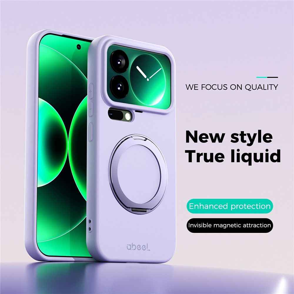 ABEEL For Xiaomi 17 Pro Magnetic Case Kickstand Skin Touch Liquid Silicone Phone Cover - Purple