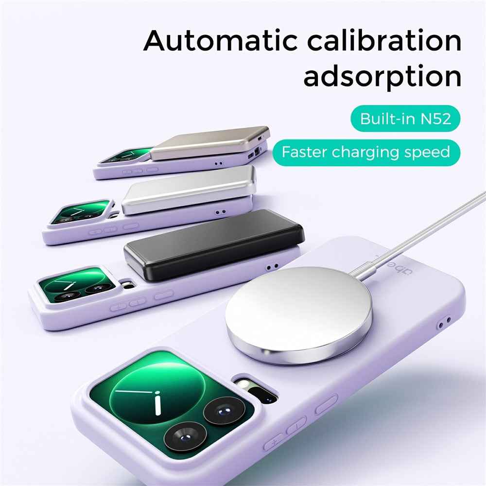 ABEEL For Xiaomi 17 Pro Magnetic Case Kickstand Skin Touch Liquid Silicone Phone Cover - Purple