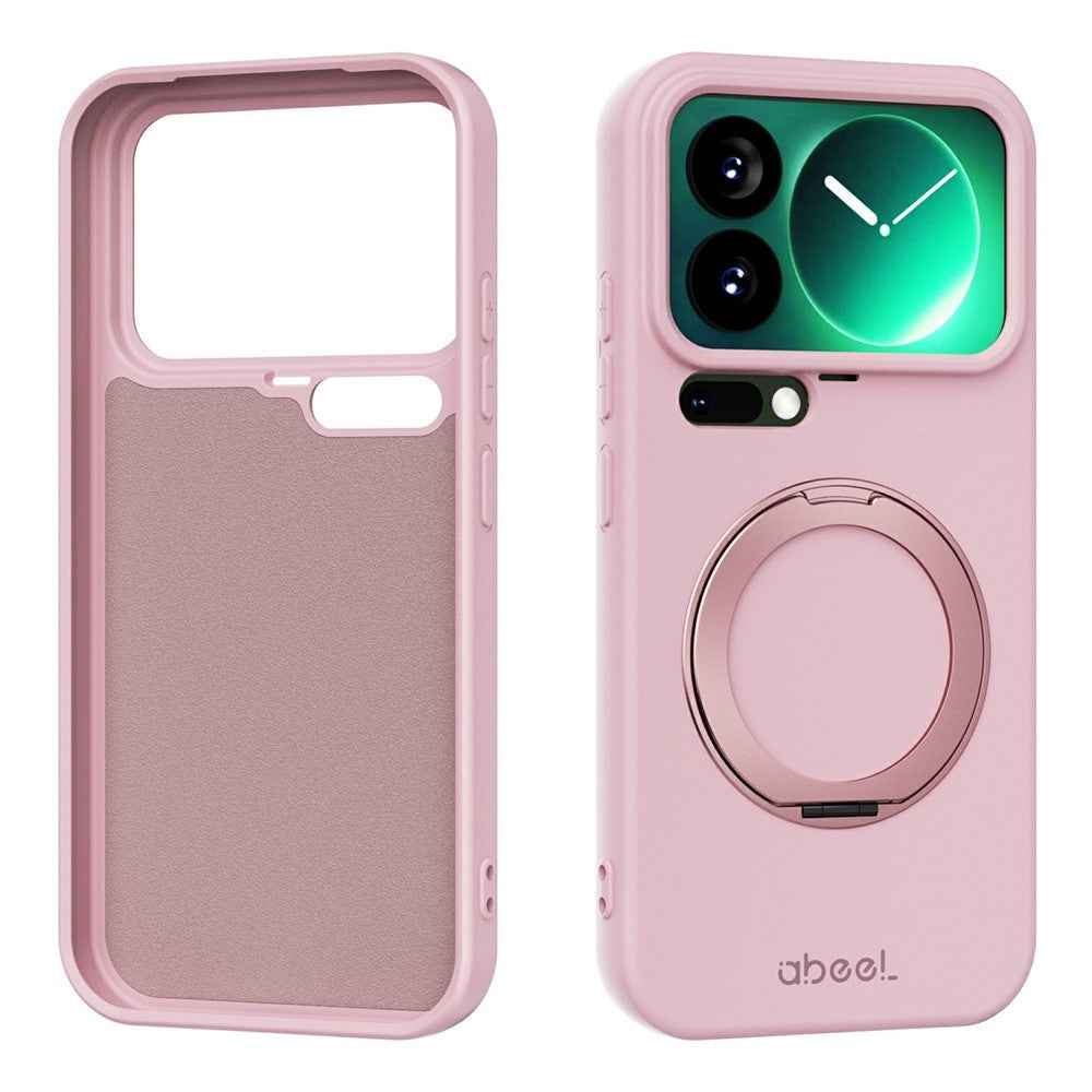 ABEEL For Xiaomi 17 Pro Magnetic Case Kickstand Skin Touch Liquid Silicone Phone Cover - Pink