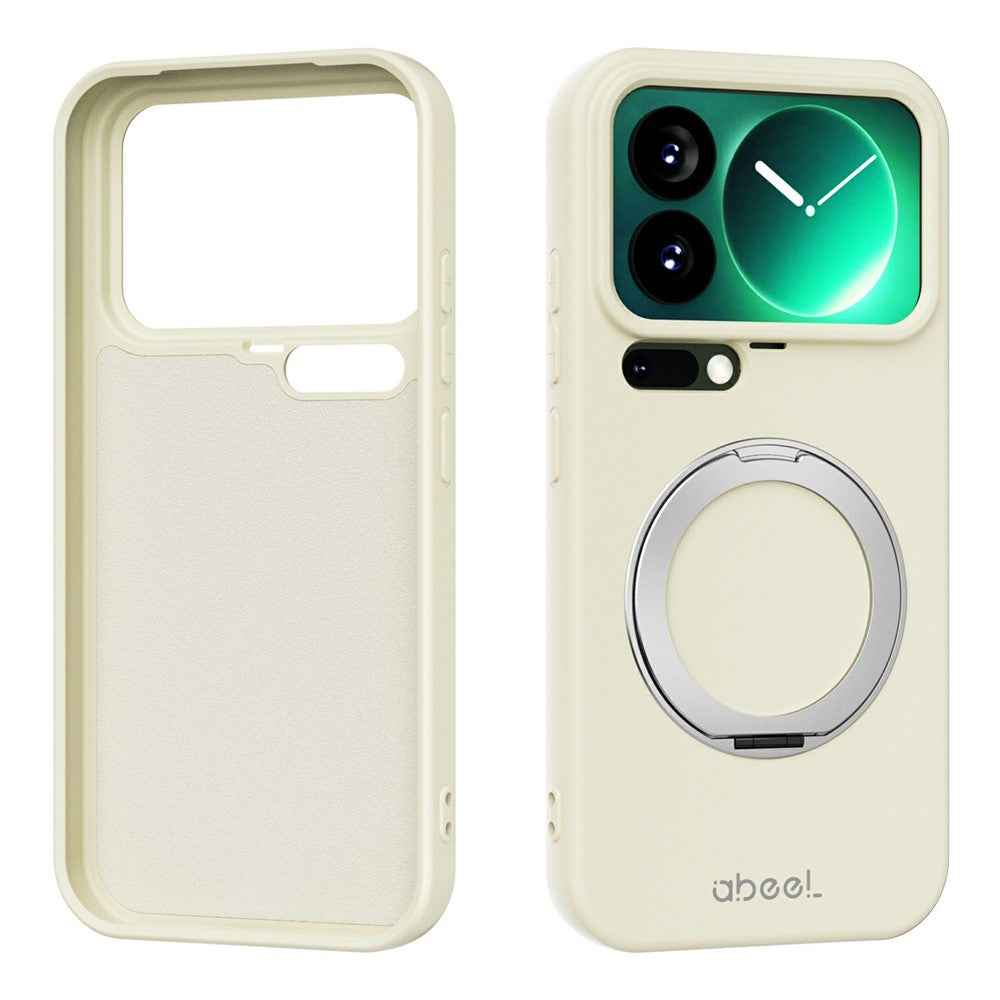 ABEEL For Xiaomi 17 Pro Magnetic Case Kickstand Skin Touch Liquid Silicone Phone Cover - Beige