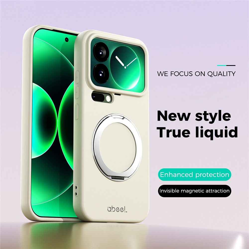 ABEEL For Xiaomi 17 Pro Magnetic Case Kickstand Skin Touch Liquid Silicone Phone Cover - Beige