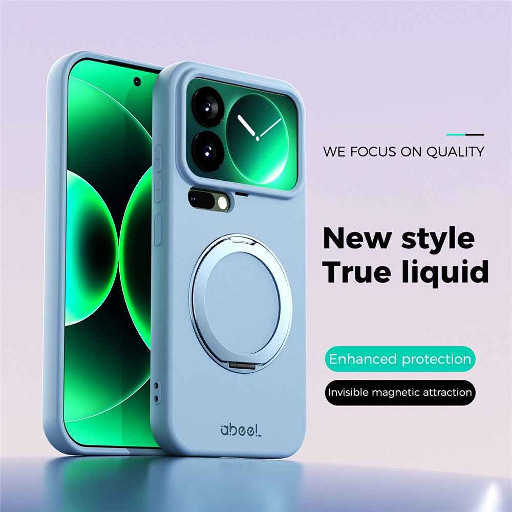 ABEEL For Xiaomi 17 Pro Magnetic Case Kickstand Skin Touch Liquid Silicone Phone Cover - Sky Blue