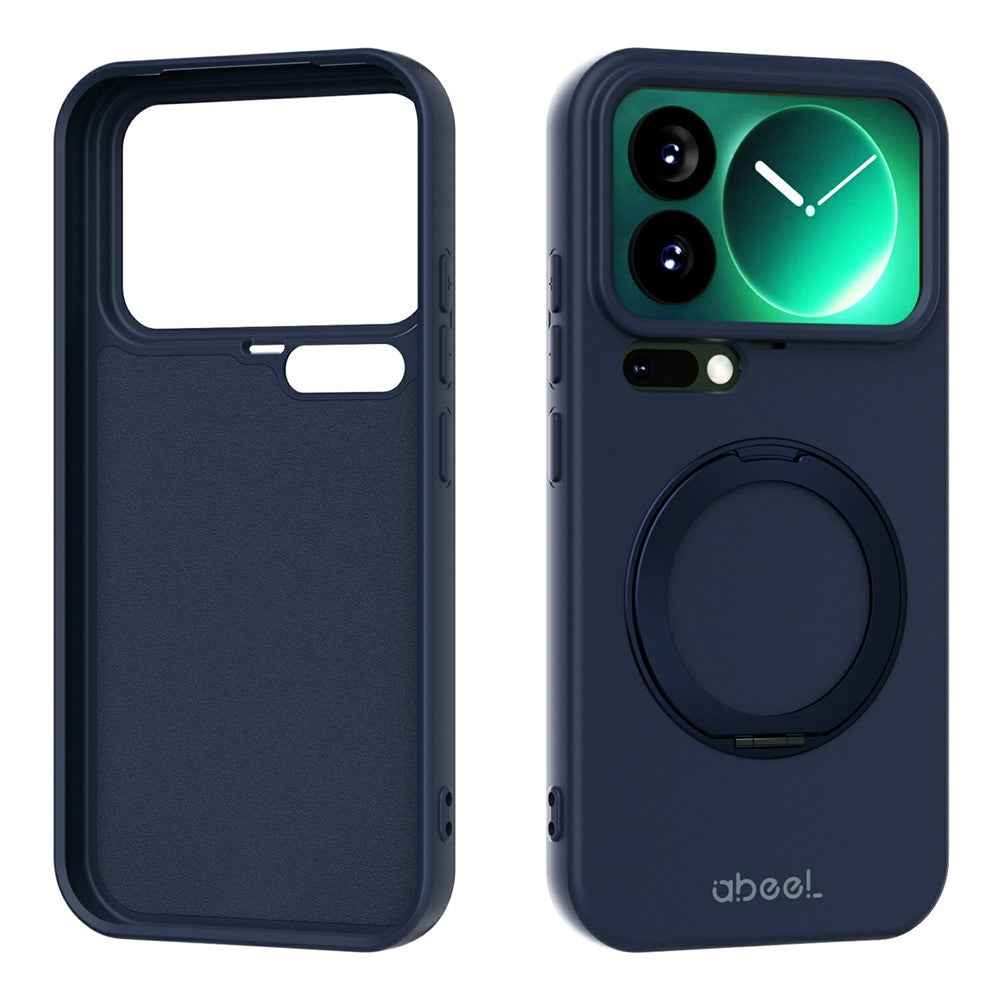 ABEEL For Xiaomi 17 Pro Magnetic Case Kickstand Skin Touch Liquid Silicone Phone Cover - Dark Blue