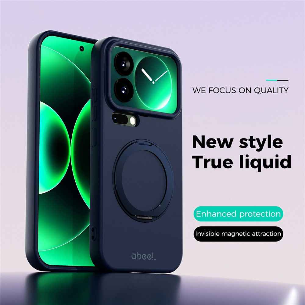 ABEEL For Xiaomi 17 Pro Magnetic Case Kickstand Skin Touch Liquid Silicone Phone Cover - Dark Blue