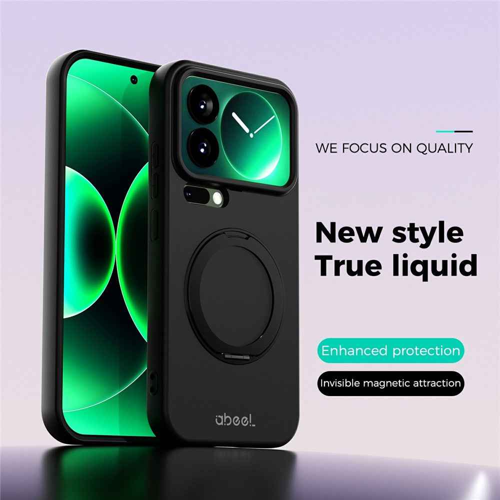 ABEEL For Xiaomi 17 Pro Magnetic Case Kickstand Skin Touch Liquid Silicone Phone Cover - Black