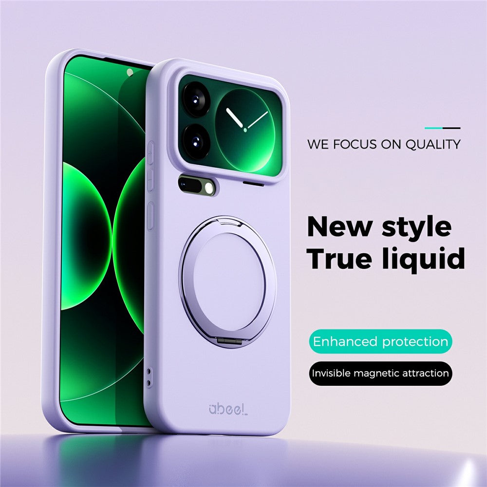 ABEEL For Xiaomi 17 Pro Max Magnetic Case Kickstand Skin Touch Liquid Silicone Phone Cover - Purple