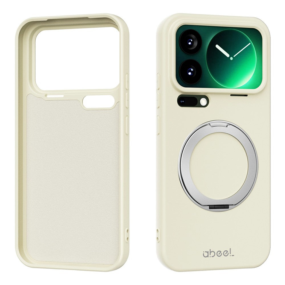 ABEEL For Xiaomi 17 Pro Max Magnetic Case Kickstand Skin Touch Liquid Silicone Phone Cover - Beige