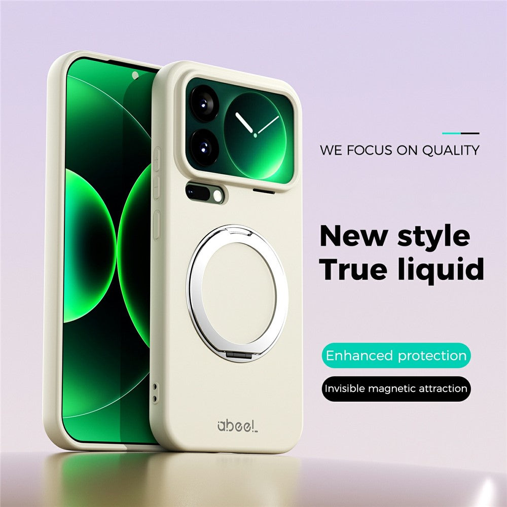 ABEEL For Xiaomi 17 Pro Max Magnetic Case Kickstand Skin Touch Liquid Silicone Phone Cover - Beige