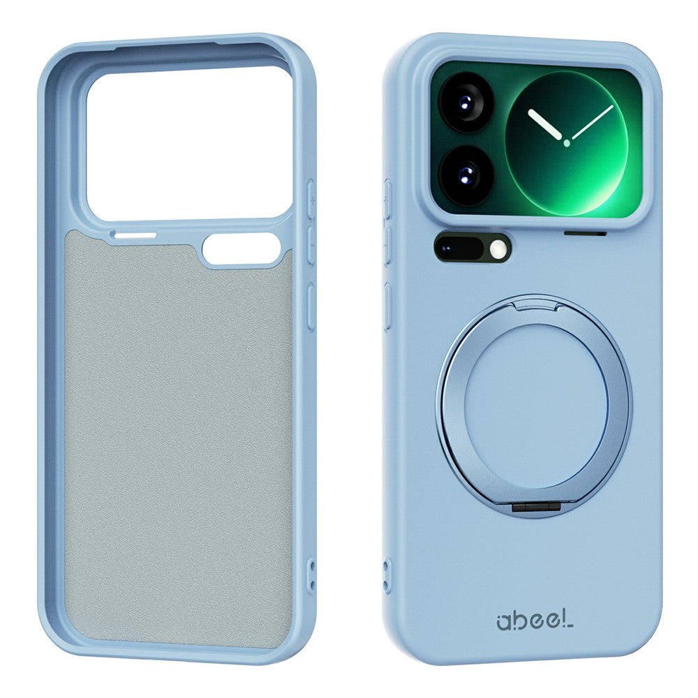 ABEEL For Xiaomi 17 Pro Max Magnetic Case Kickstand Skin Touch Liquid Silicone Phone Cover - Sky Blue