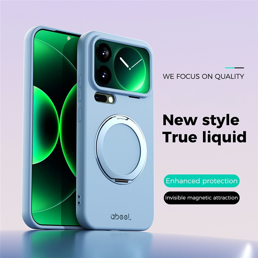 ABEEL For Xiaomi 17 Pro Max Magnetic Case Kickstand Skin Touch Liquid Silicone Phone Cover - Sky Blue