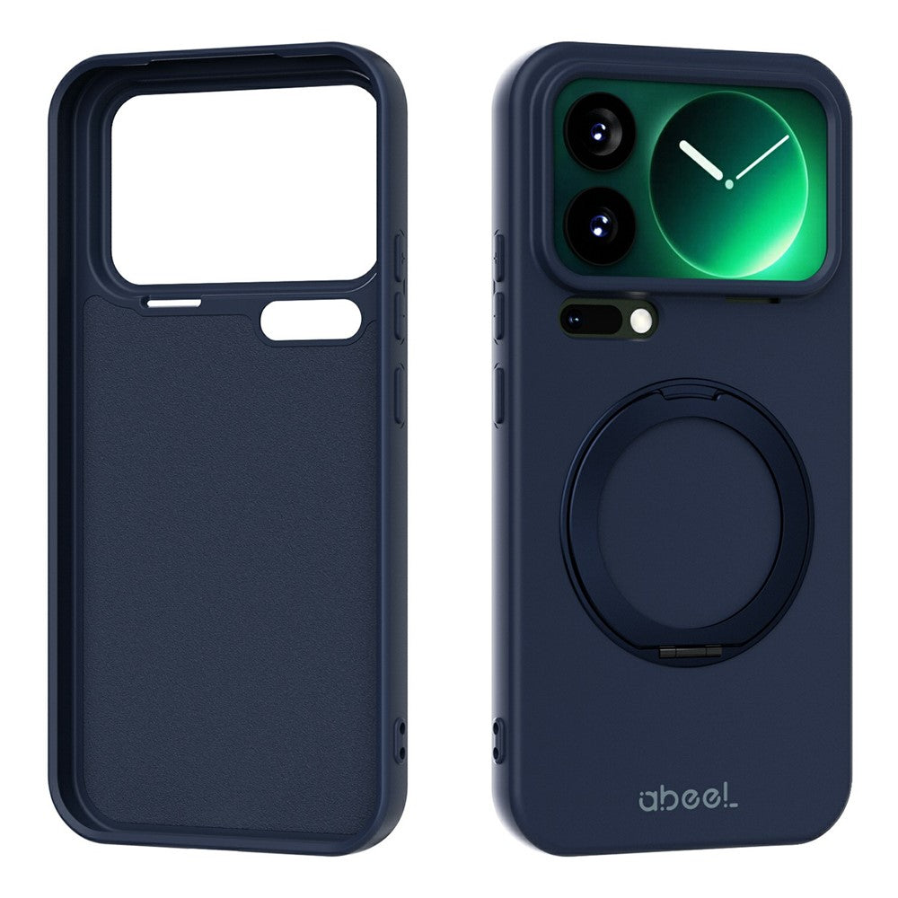 ABEEL For Xiaomi 17 Pro Max Magnetic Case Kickstand Skin Touch Liquid Silicone Phone Cover - Dark Blue