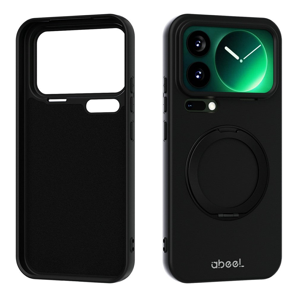 ABEEL For Xiaomi 17 Pro Max Magnetic Case Kickstand Skin Touch Liquid Silicone Phone Cover - Black