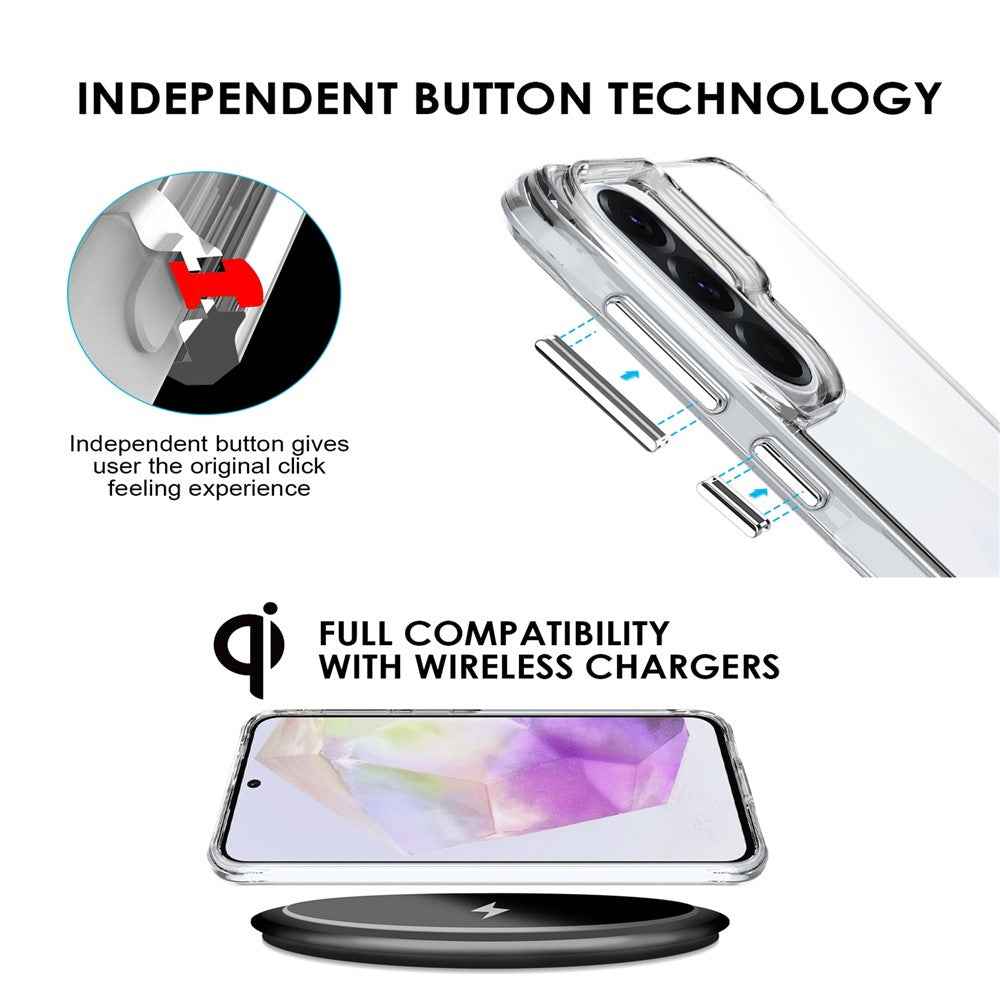 For Samsung Galaxy A57 5G Case PC + TPU Dropproof Transparent Phone Cover - Transparent