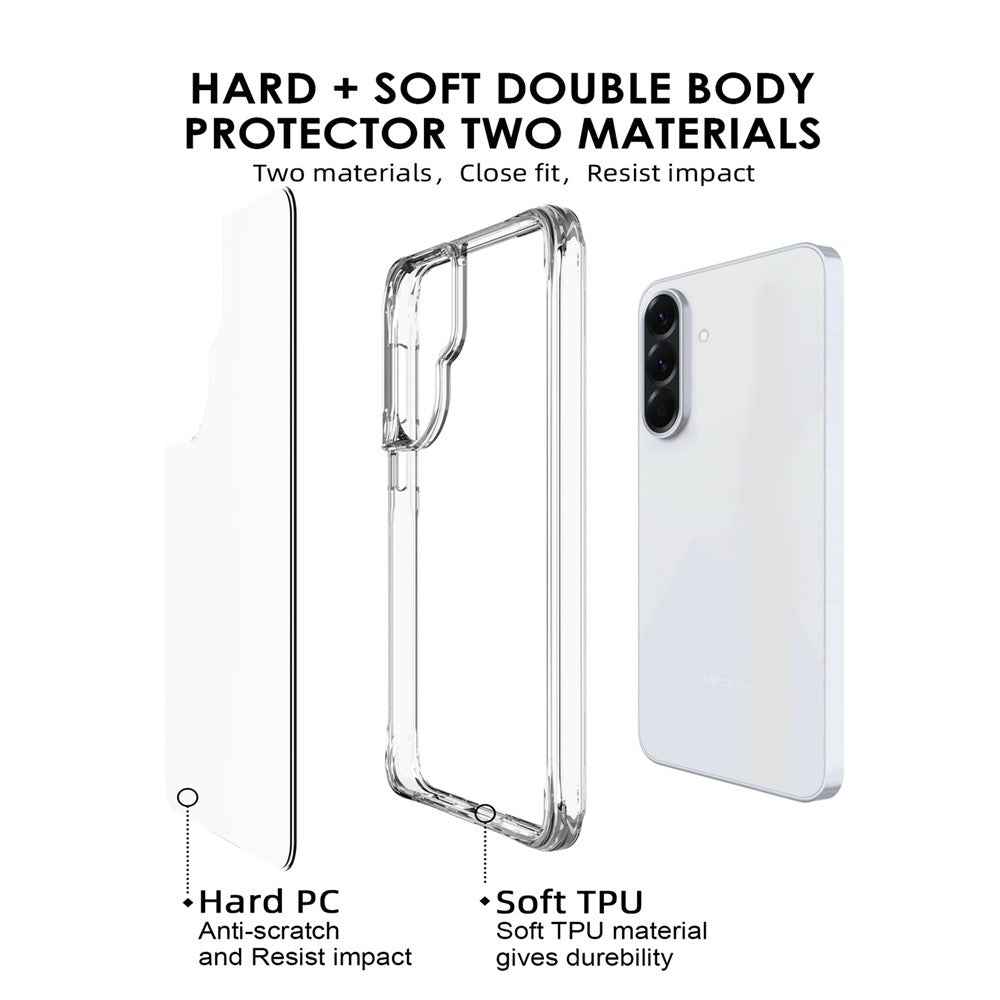 For Samsung Galaxy A57 5G Case PC + TPU Dropproof Transparent Phone Cover - Transparent