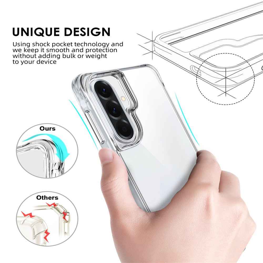 For Samsung Galaxy A57 5G Case PC + TPU Dropproof Transparent Phone Cover - Transparent