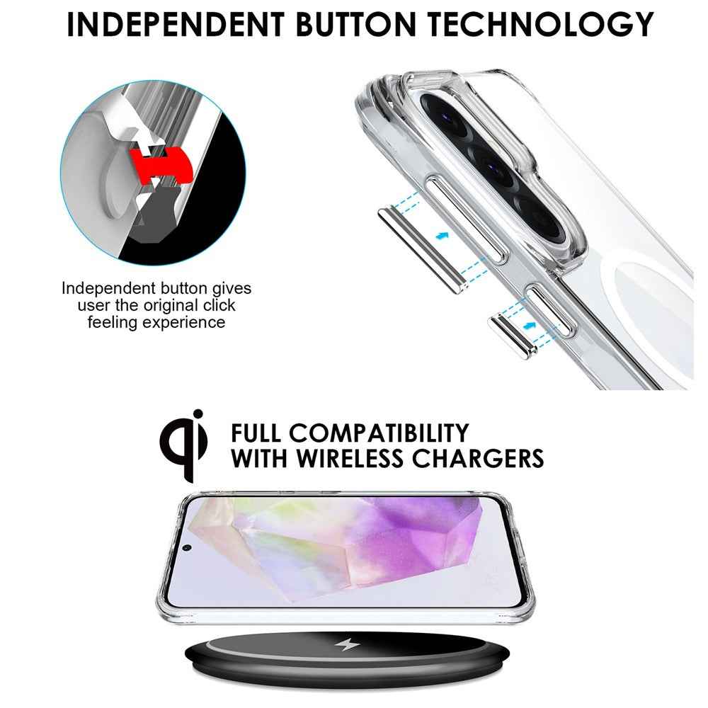 For Samsung Galaxy A57 5G Magnetic Case TPU + PC Clear Phone Cover - Transparent