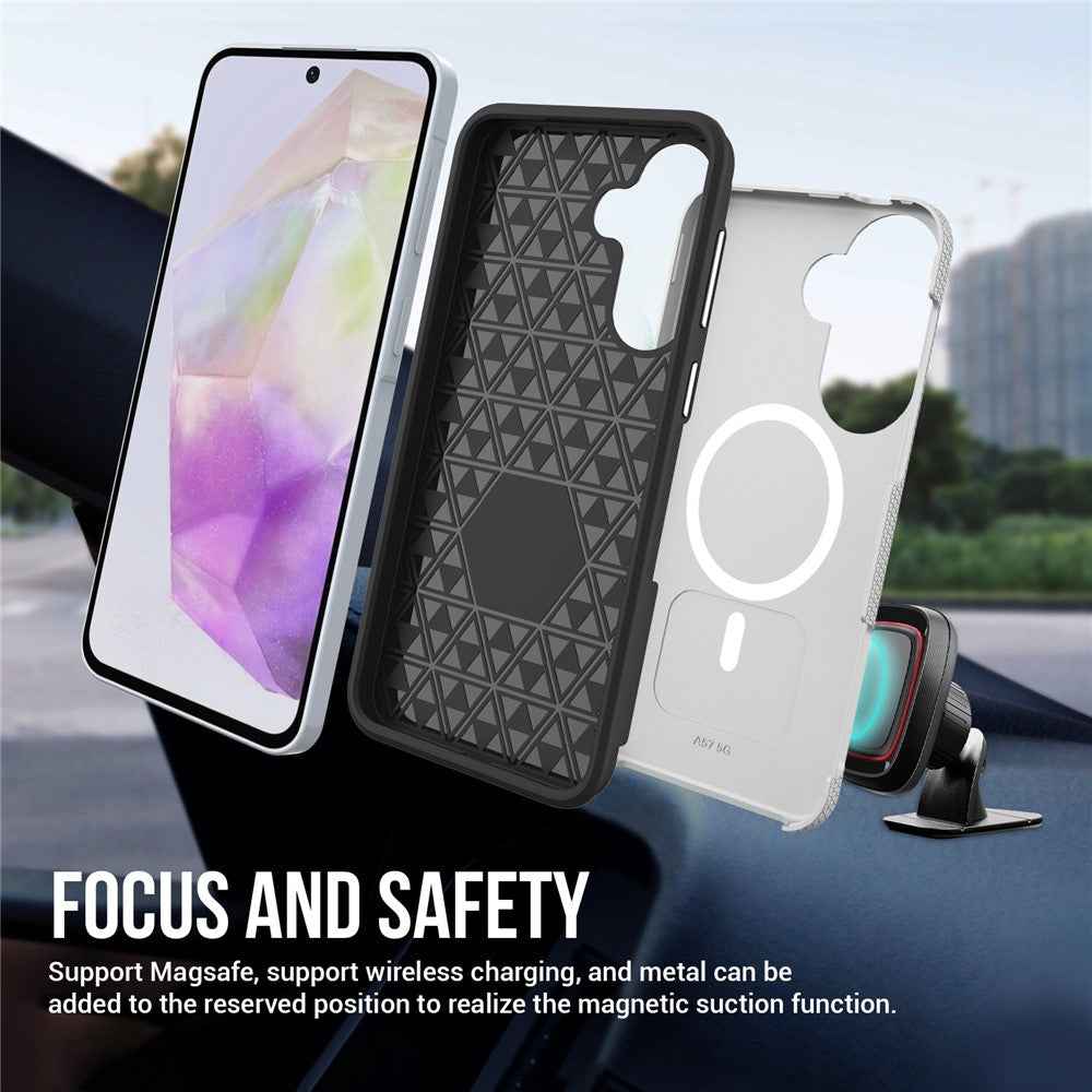 For Samsung Galaxy A57 5G Magnetic Case Shockproof TPU + PC Phone Cover - Silver