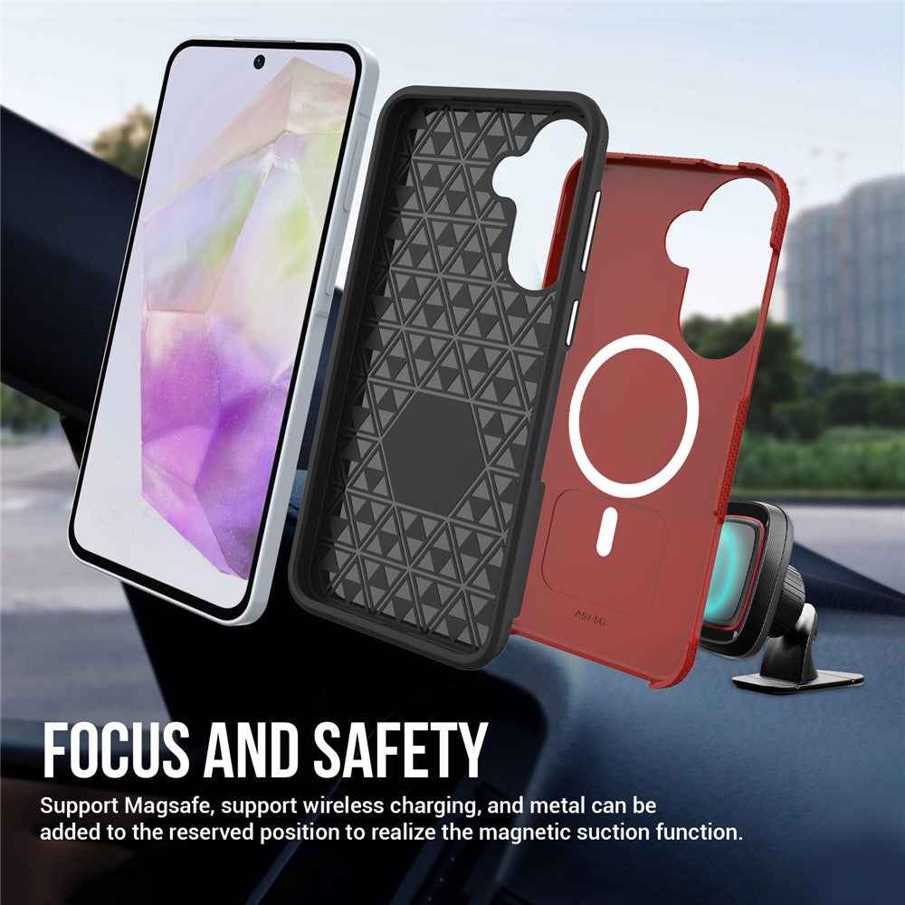 For Samsung Galaxy A57 5G Magnetic Case Shockproof TPU + PC Phone Cover - Red