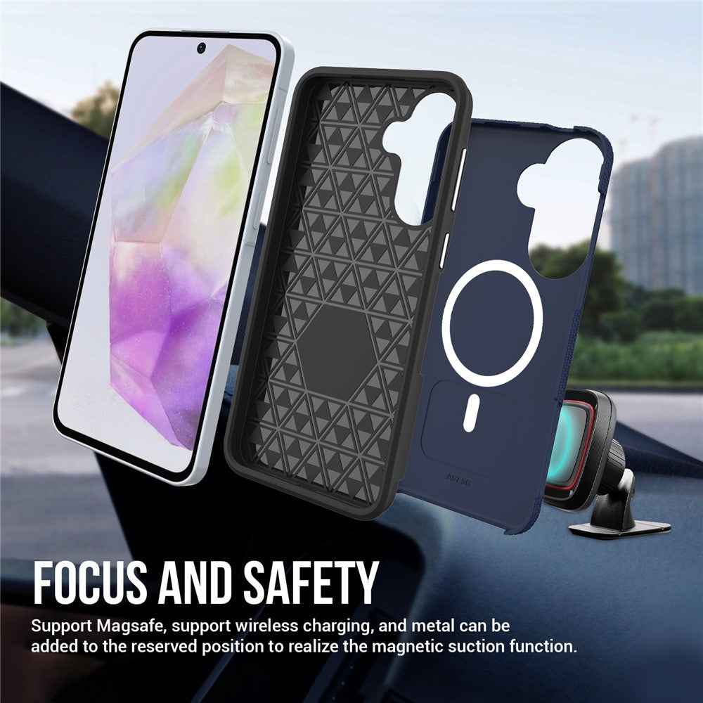 For Samsung Galaxy A57 5G Magnetic Case Shockproof TPU + PC Phone Cover - Navy Blue