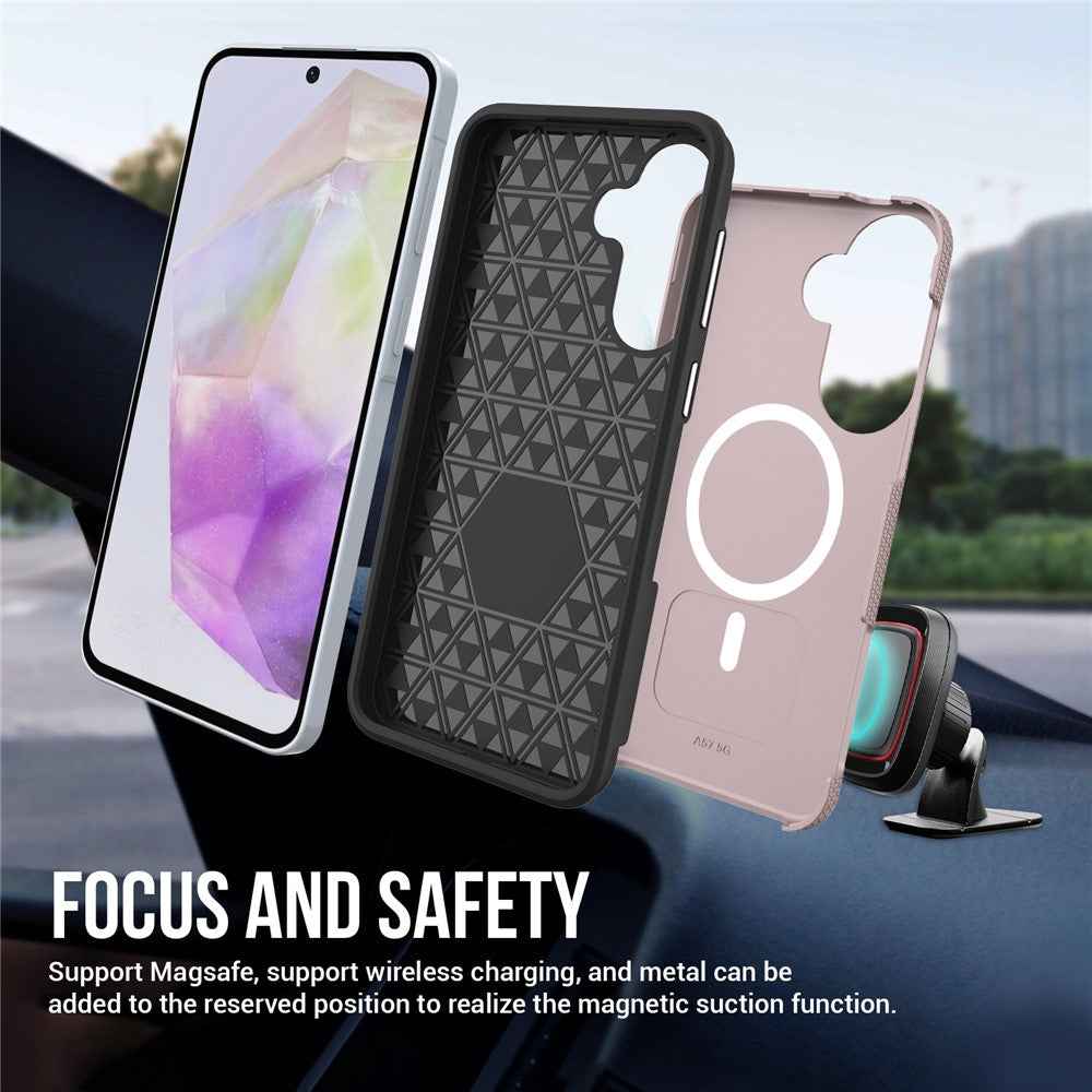 For Samsung Galaxy A57 5G Magnetic Case Shockproof TPU + PC Phone Cover - Rose Gold