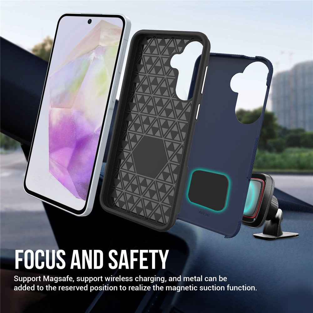 For Samsung Galaxy A57 5G Case TPU + PC Four Corner Anti-Drop Phone Cover - Navy Blue